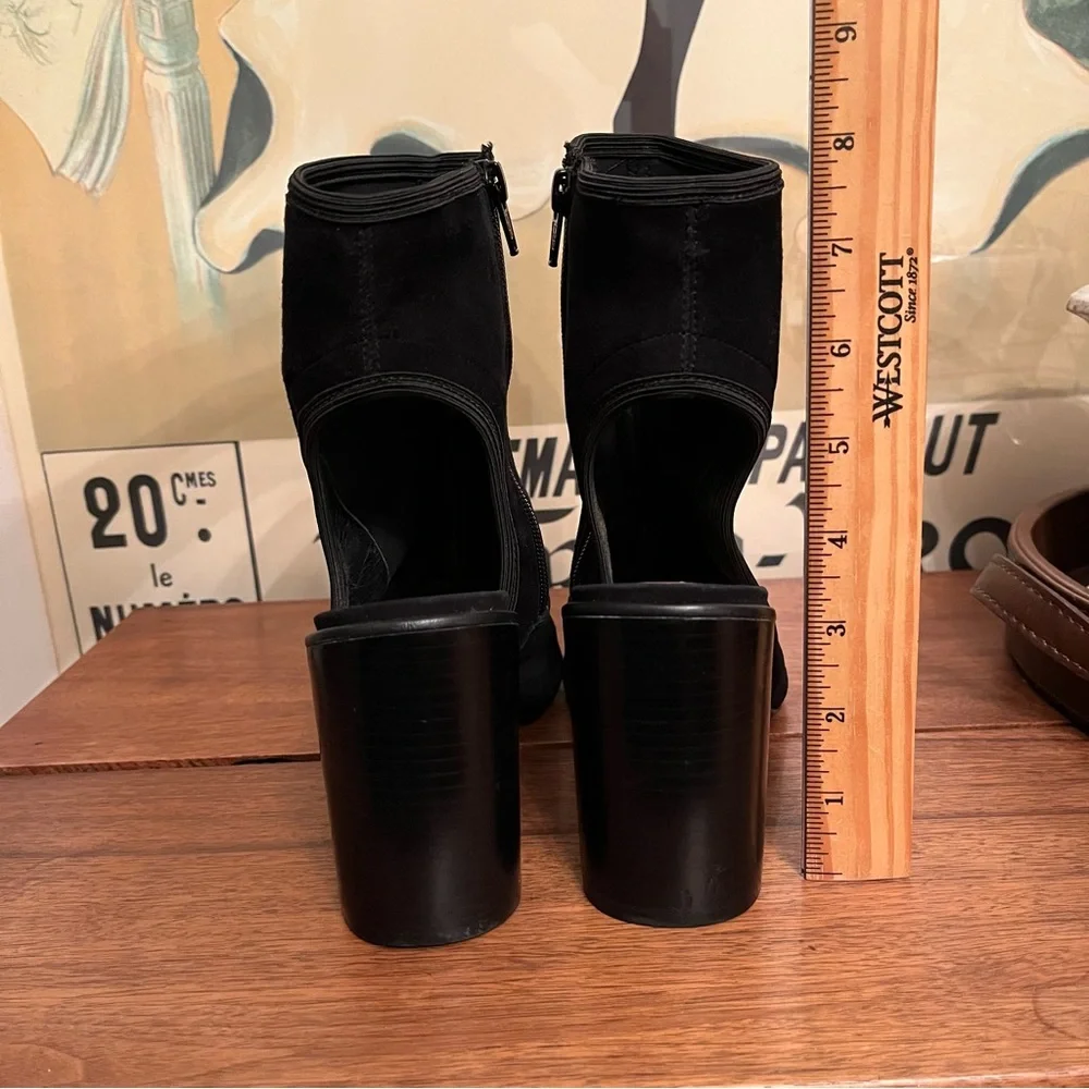 Diane von Furstenberg Black Suede Panina Open Toe Booties